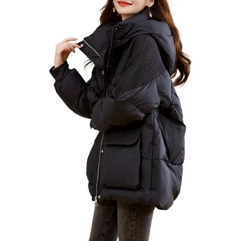 High-End Down Jacket Women's Winter Fashion Thickened Loose Thin White Duck Down Jacket