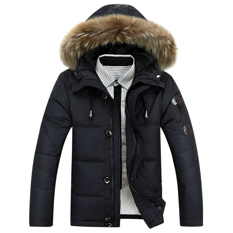 Winter Big Genuine Fur Hood Duck Down Jackets Men Warm High Quality Down Coats Male Casual Winter Outerwer Puffer Jacket