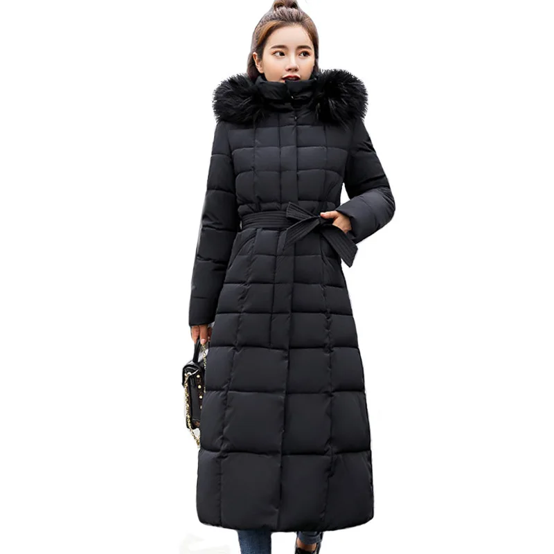 Winter New Women's Clothing Down Cotton-Padded Coat Long Fashion Slim Fit Below The Knee Thickened Coat