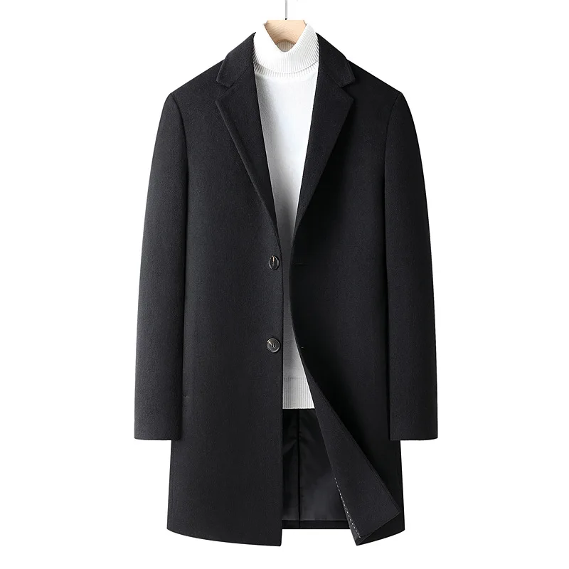 New Men's Mid-Length Woolen Coat ...