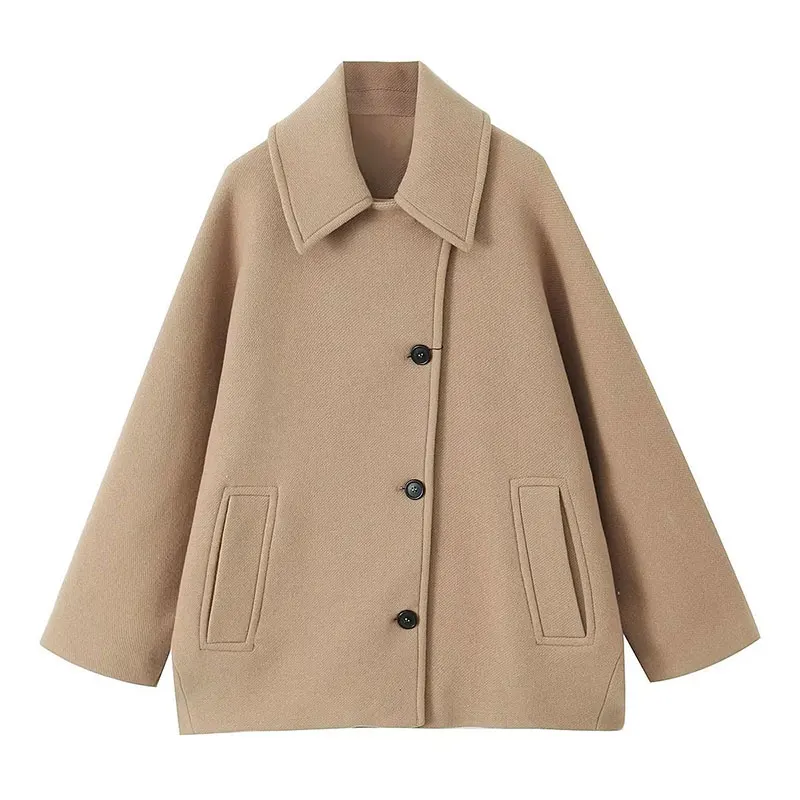 Women Fashion Wool Lapel Coats Vintage Cape Sleeve...