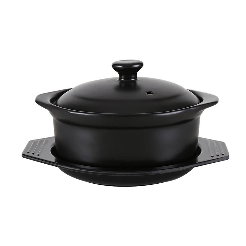 Black Enamel Ceramic Soup Pot Stew Pot Cooking Pot Cookware Kitchen Casserole