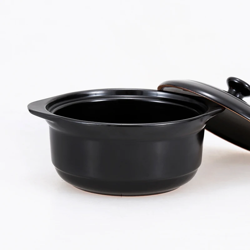 Black Enamel Ceramic Soup Pot Stew Pot Cooking Pot Cookware Kitchen Casserole