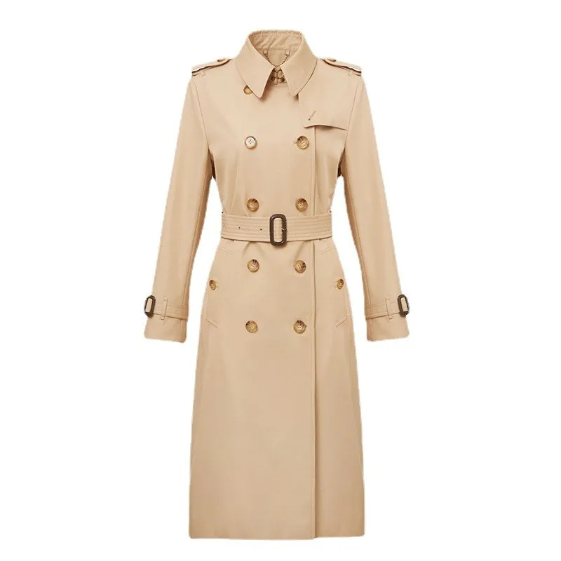 Double-breasted Trench Coat For Women Autumn Lapel Collar New Extended Style Grace Windbreaker