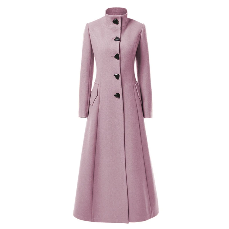 Women Woolen Coat Winter New Elegant Wool Jacket Slim Long Woolen Trench Coat Thick Warm Tops Lady Vintage Dress Overcoat