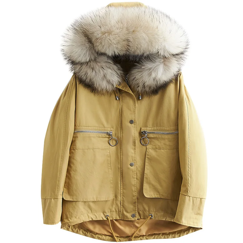 Winter Down Jacket Women 90% White Duck Down Coats Female Down Parka Real Fur Hooded