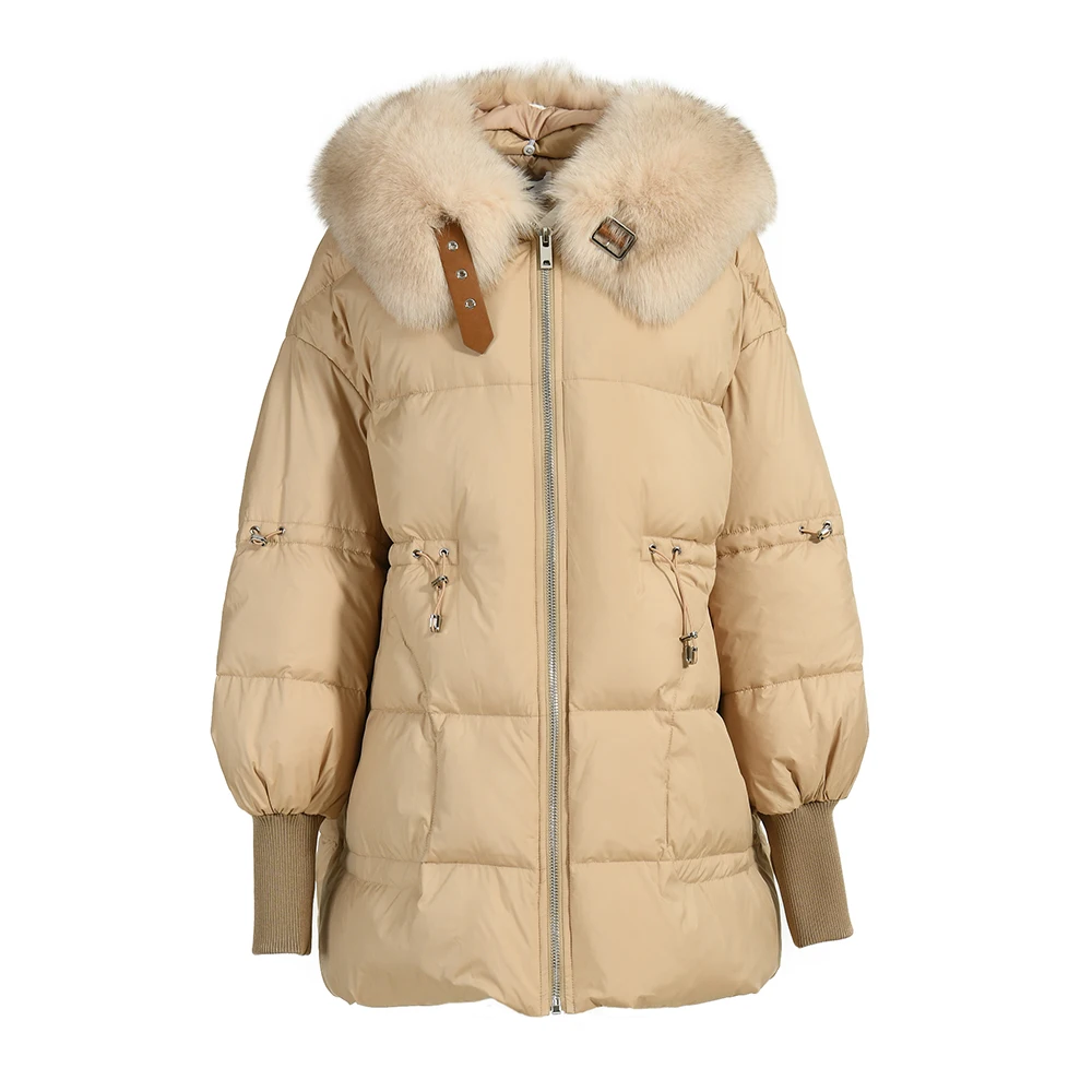 Women Winter Coat With Real Fox Fur Collar Ladies Fashion White Duck Down Jacket High Quality Outerwear Female