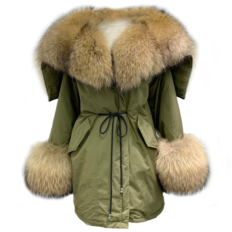 Streetwear Long Parka Women Big Natural Fur Collar Real Fox Fur Coat Fashion New Winter Jacket White Duck Down Jacket