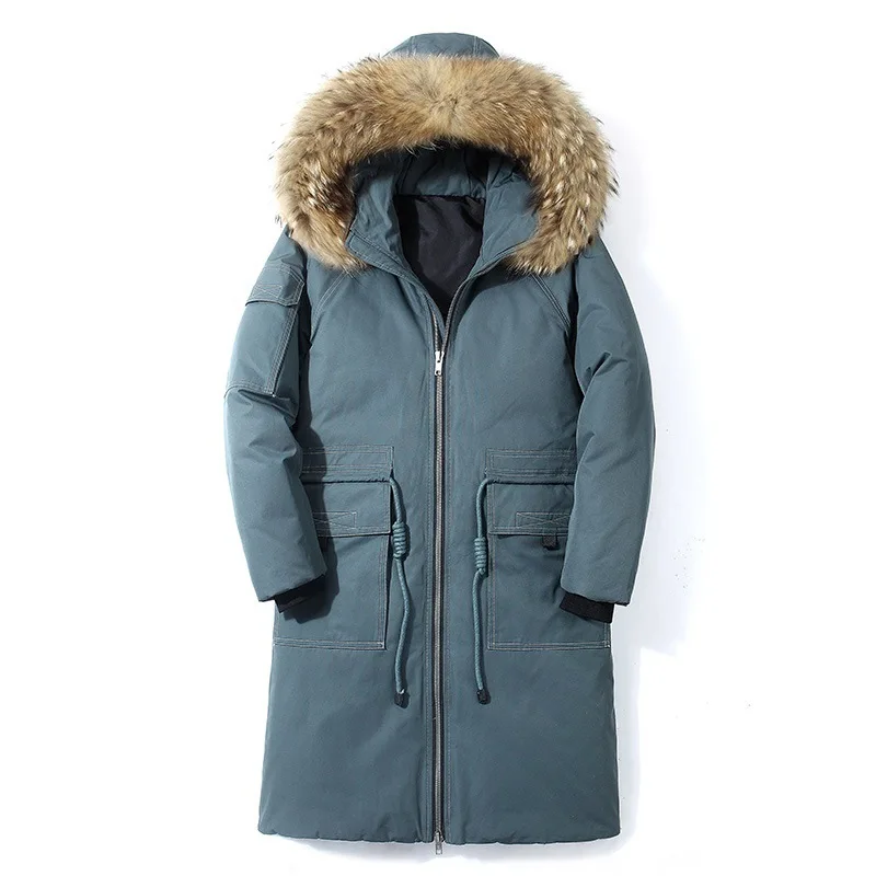 Winter Stylish New Style Korean-style Men'S Wear Mid-length Down Jacket Men's Thick Wind Hooded Jacket