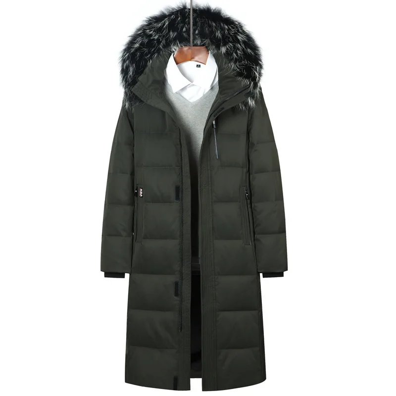 Down Jacket Men Winter Coat Men Long White Duck Down Puffer Jacket Men Warm