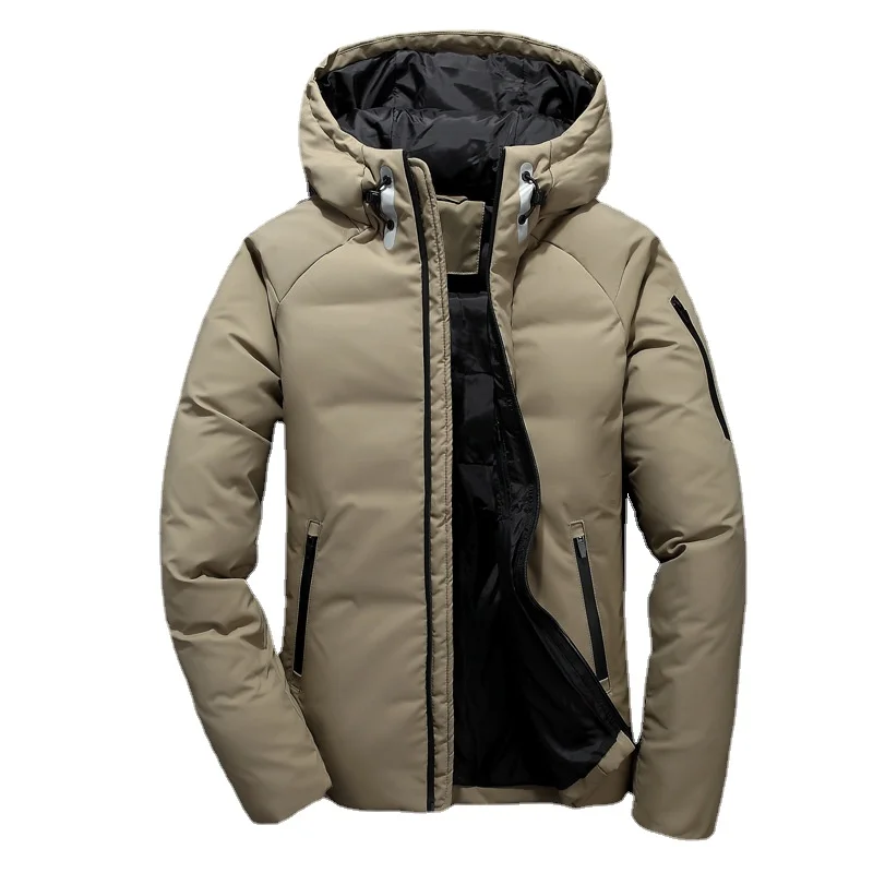 Men White Duck Down Jacket Hooded Coat Winter Thick Casual Parka Men's Outdoor Fashion Warm Overcoat Male