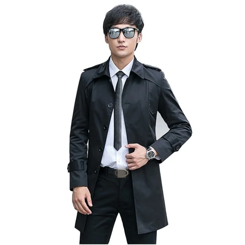 Style England Single Breasted Men Windbreakers Youthful Fashion Slim Thin Medium Long Jackets Autumn Business Coat