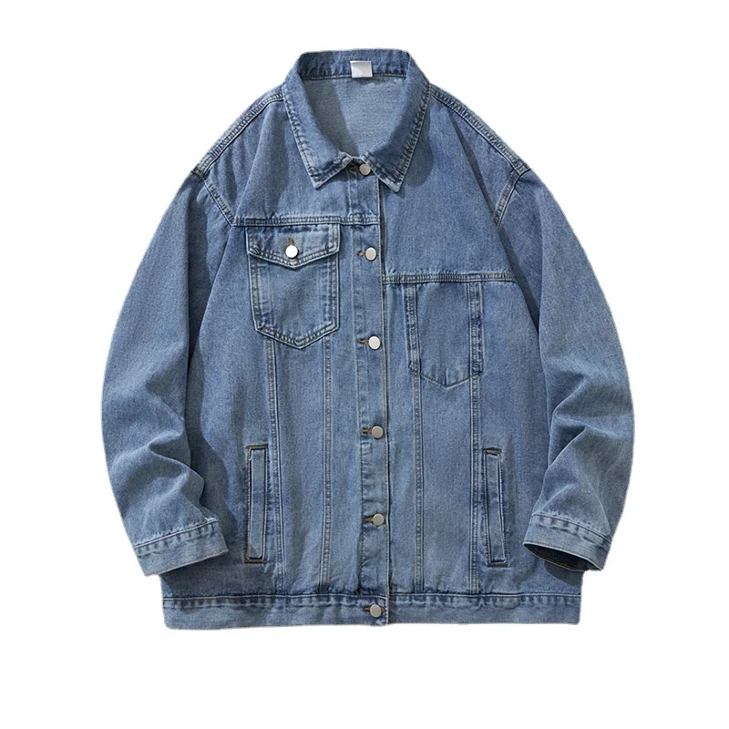 Denim Jacket Men Spring Autumn Fashion Retro Loose Simple Casual Jacket Outerwear