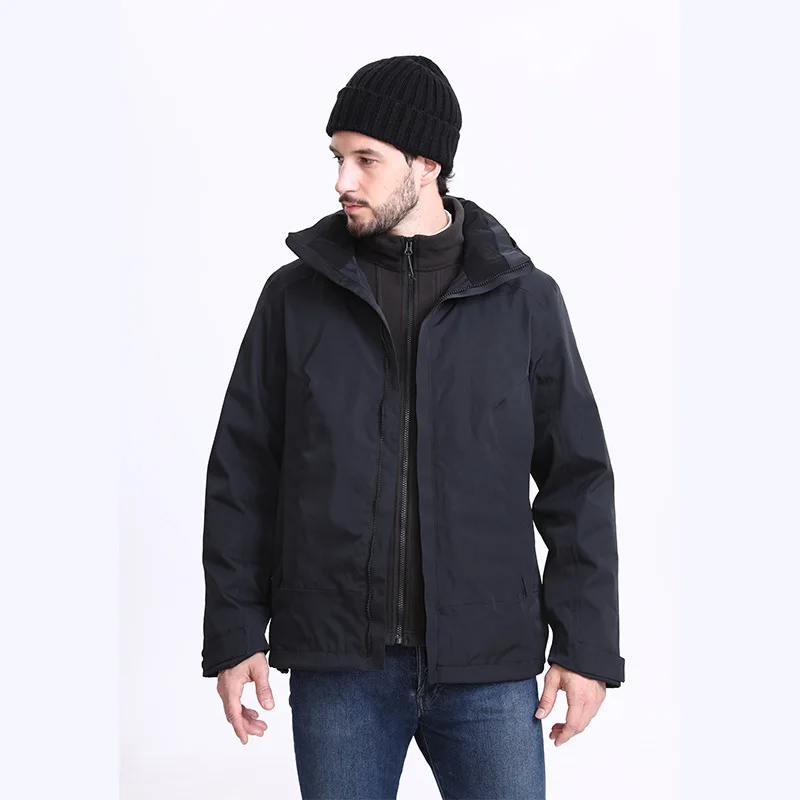 Men's Hooded Storm Jacket Windbreaker: 3-in-1 Detachable Outdoor Coat, Ideal for Autumn and Winter