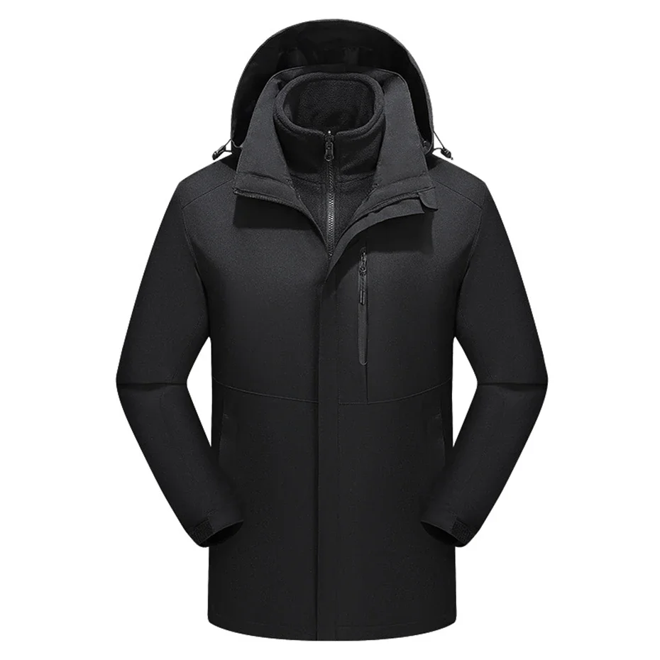 Men's Lining Removable Waterproof Jacket Outerwear Warm Outdoor Winter Windbreaker