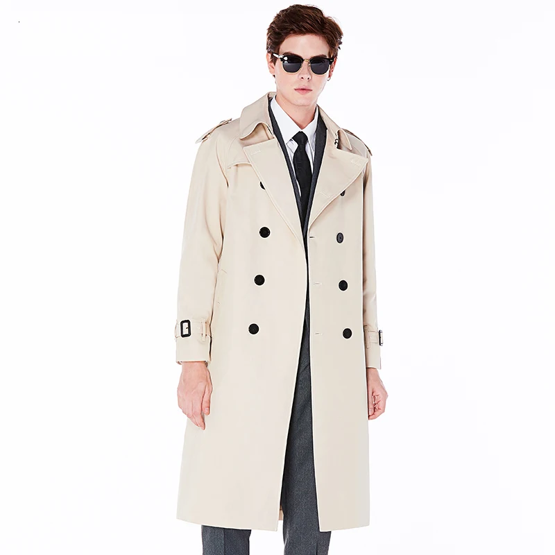 Super Long Windbreaker Down Liner Weatherproof Men's Trench Coat British Trend Black Trench Coat Men's Casual Coat