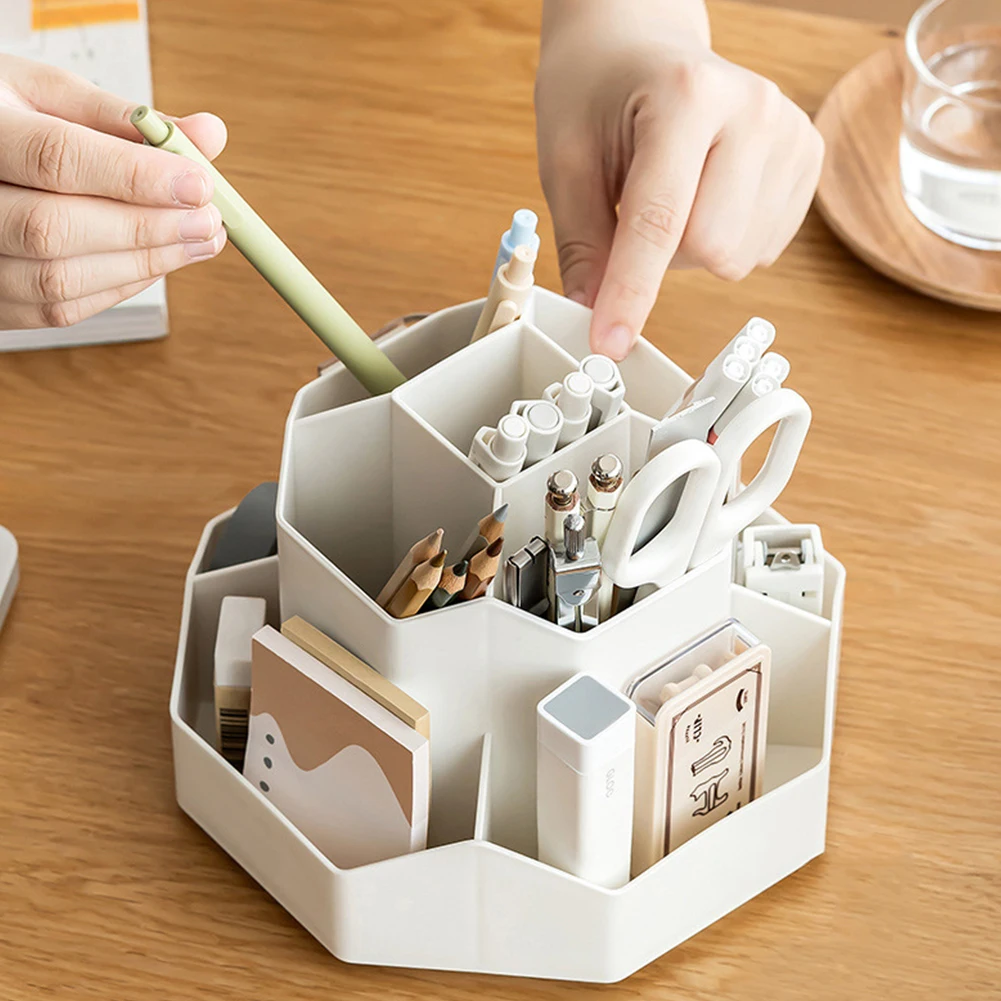 Pen Holder 9 Slots Desktop Stationery Organizer 360 Degree Rotating Cute Pencil Holders