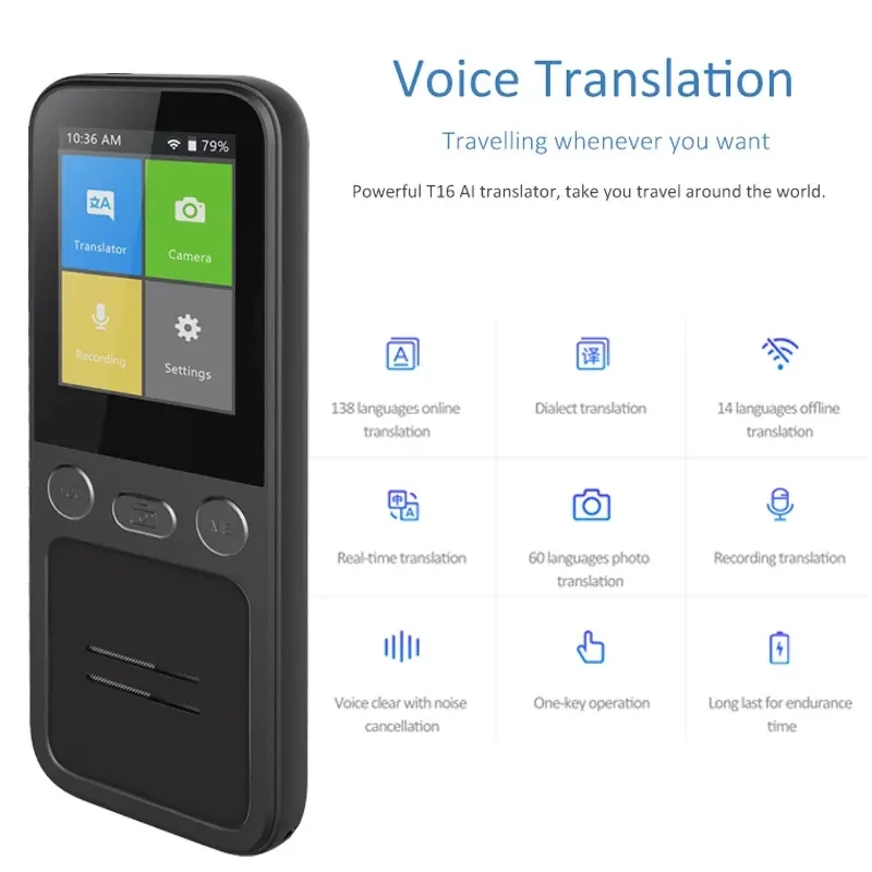 138 Multi Online Languages Portable Offline Voice Real Time Translator Machine with Voice-Record and Big Screen Tradutor