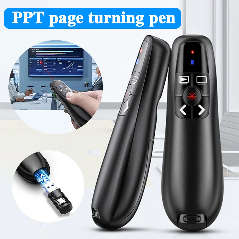 PPT Slide Advancer Pen: Wireless PowerPoint Presenter, Flip Function, USB Control for Teaching & Presentations