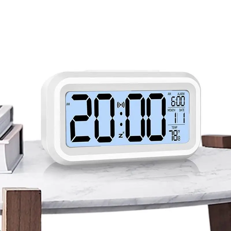 LED Mirror Digital Alarm Clock - Table Clock with Digital Alarm, Snooze Display and Smart Light Control