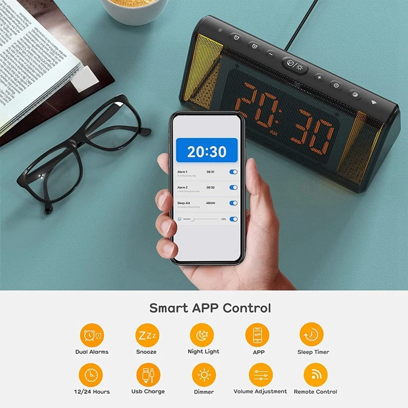 Smart Alarm Clock Digital Alarm Clock With USB Speaker Bedroom Alarm Clock Dimmable Alarm Clock With Night Light