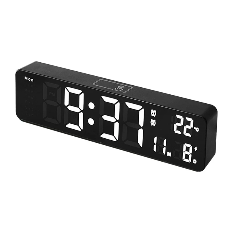 Wall-Mounted Digital Wall Clock Temperature Date Day Display Desk Clock Snooze Mode Dual Alarm Clock Smart Electronic Alarm Clock