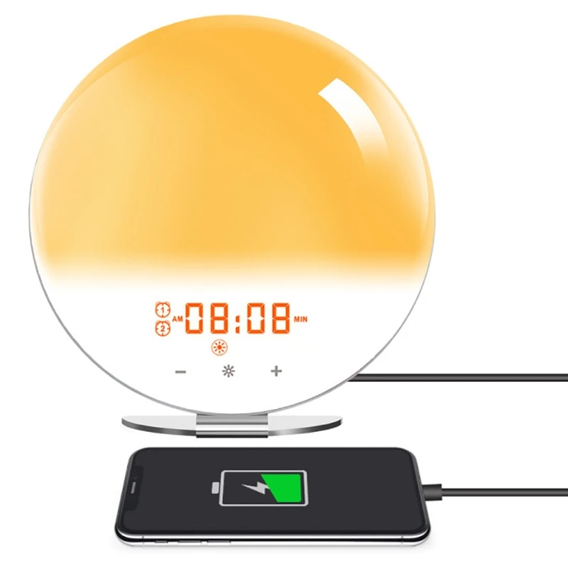 Wake Up Light Alarm Clock with Sunrise/Sunset Simulation Dual Alarms Radio Nightlight Natural Sounds Snooze