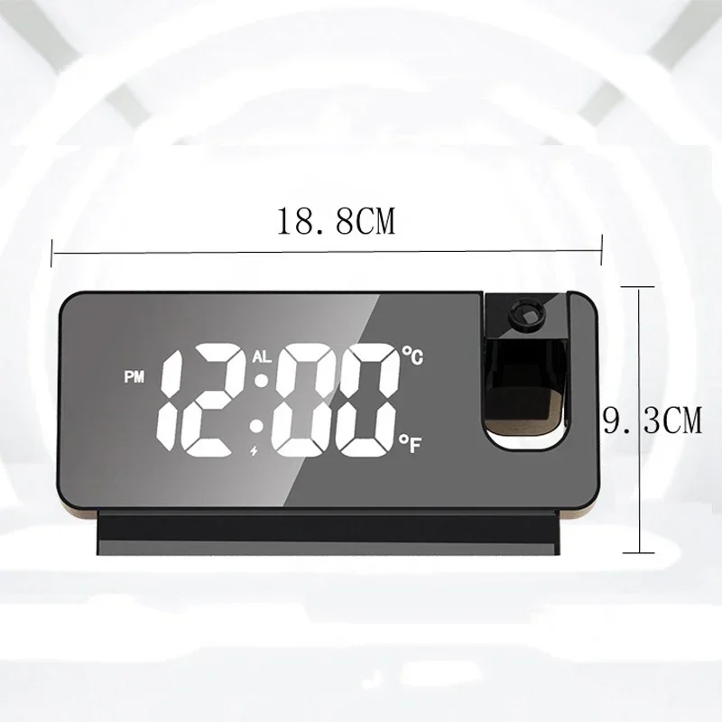 Function Digital Electronic 180° Charge Watch s Snooze Alarm Bedside Table Bedroom Clock Projection Smart