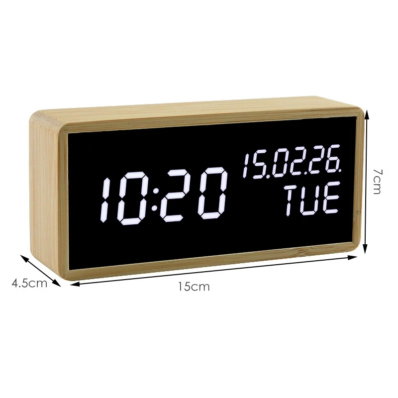 Smart Alarm Clock For Bedroom Battery LED 12/24H With Time Date Sound