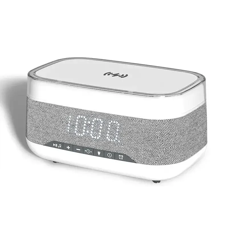 Multifunctional Intelligent Alarm Clock Bluetooth Speaker Wireless Charger Fast Charge Clock Atmosphere Night Light Home Decor