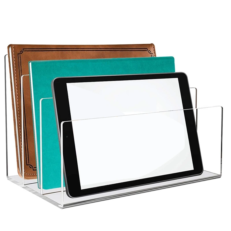 Acrylic File Organizer: Transparent Compartments, Desktop File Sorter, Document Manager