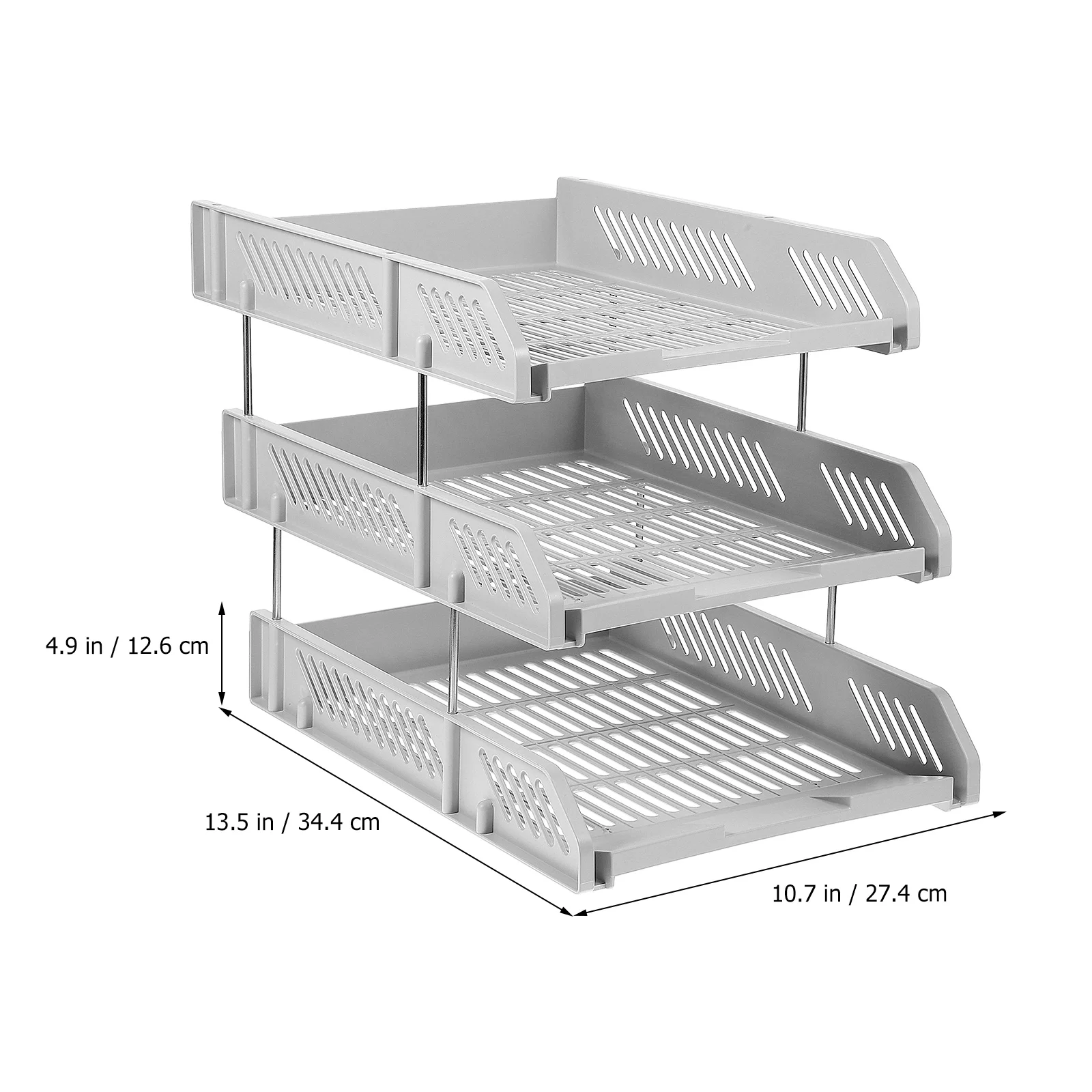 3-Tier Letter Tray Organizer: Stackable Paper Tray, Plastic Office File Sorter, Book Storage Rack, Efficient Desk Management