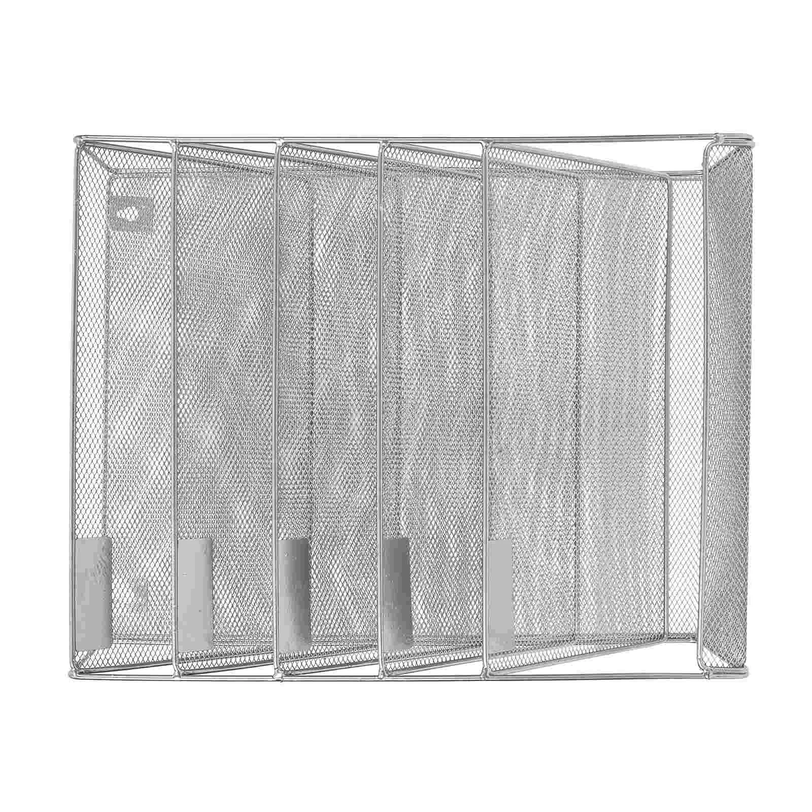 Wall-Mounted File Organizer: Vertical Metal Bin, Magazine and Letter Sorter, Mesh Mount, Office Paper Document Holder