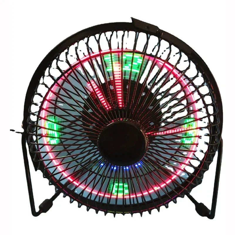 Portable USB Mini Desktop Electric Fan LED Time Temperature Display Small Clock Luminous Table Fan Night Light