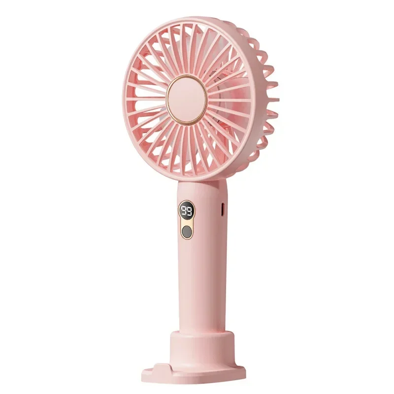 USB Rechargeable Mini Portable Hand Fan Digital Display Outdoor Air Cooler Table Fan Office Mute Charging Handheld Fan