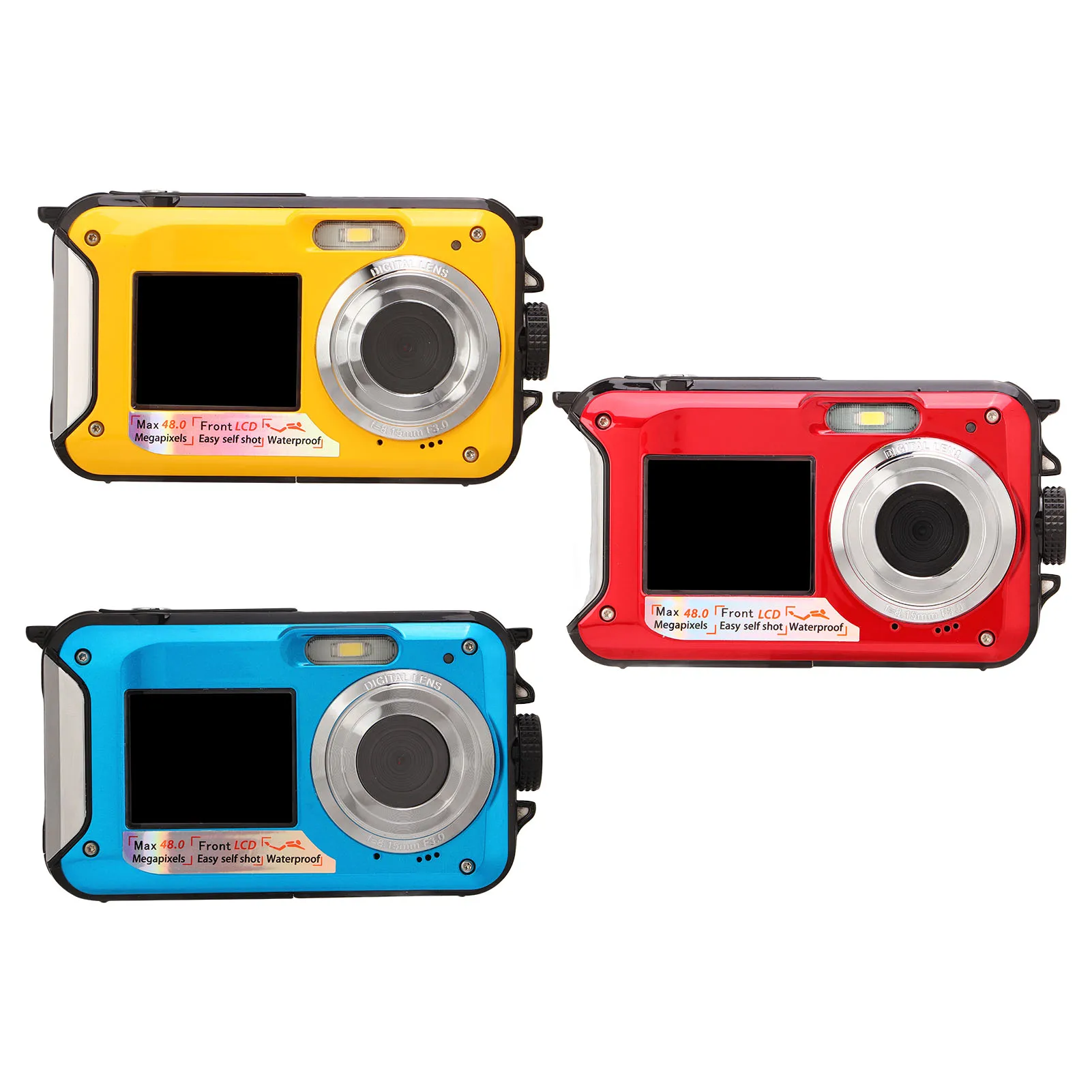 Waterproof Underwater Digital Camera With 48mp Waterproof Depth Dual Screens And 16x Digital Zoom