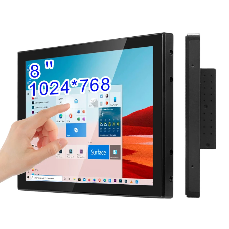 1024*768 Flat True Waterproof Capacitive Touch Screen Monitor Open Frame Industrial Display With VGA HDMI USB