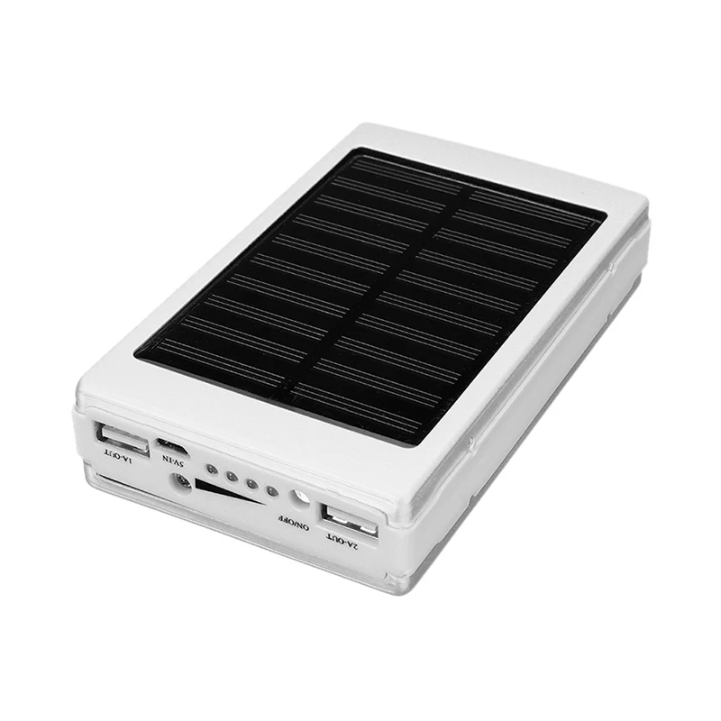 Portable Solar Power Bank Case Box - Powerbank Pover Power Bank with Dual USB Kit, Phone Charger and Flashlight