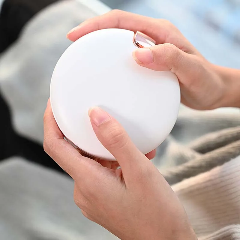 Portable Cosmetic LED Makeup Mirror with Hand Warmer Rechargeable Power Bank 3X Magnifying Folding Beauty Lamp