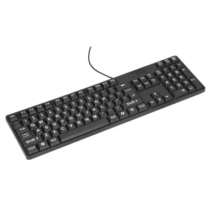 Wired Large Print Keyboard For Elderly 104 Keys Large Character Plug And Play Usb Keyboard Abs Wired Keyboard