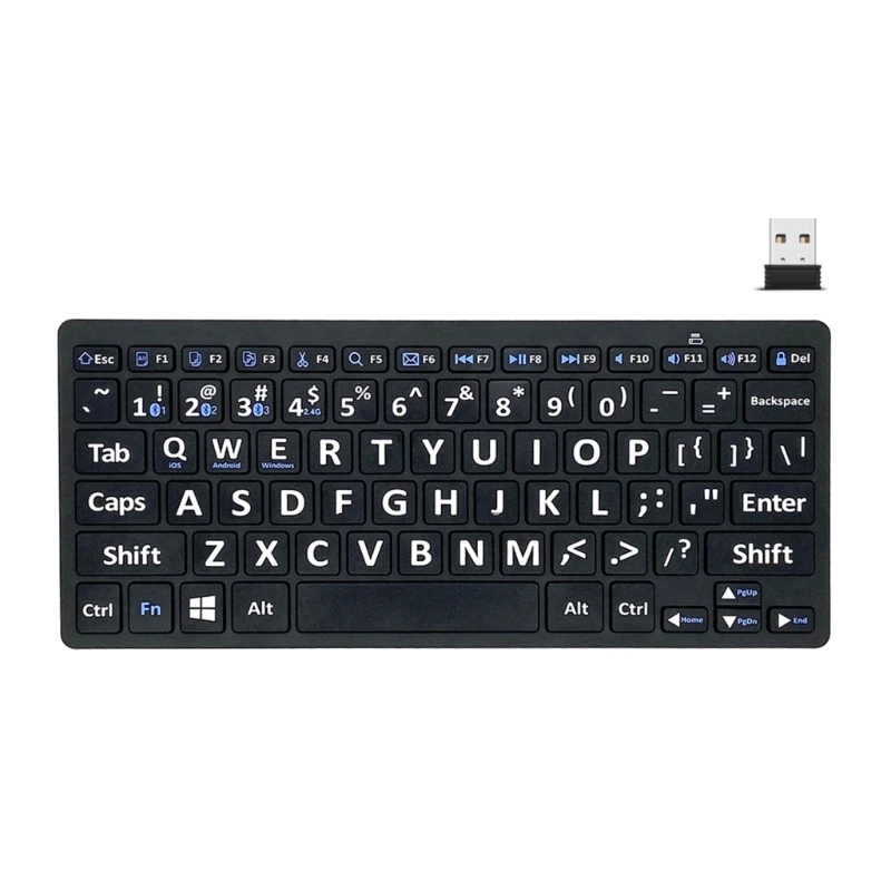 Elderly Keyboard 78 Keys Layout Keyboard Large Print Wireless Bluetooth-compatible Keyboard Full Size Computer Keyboard