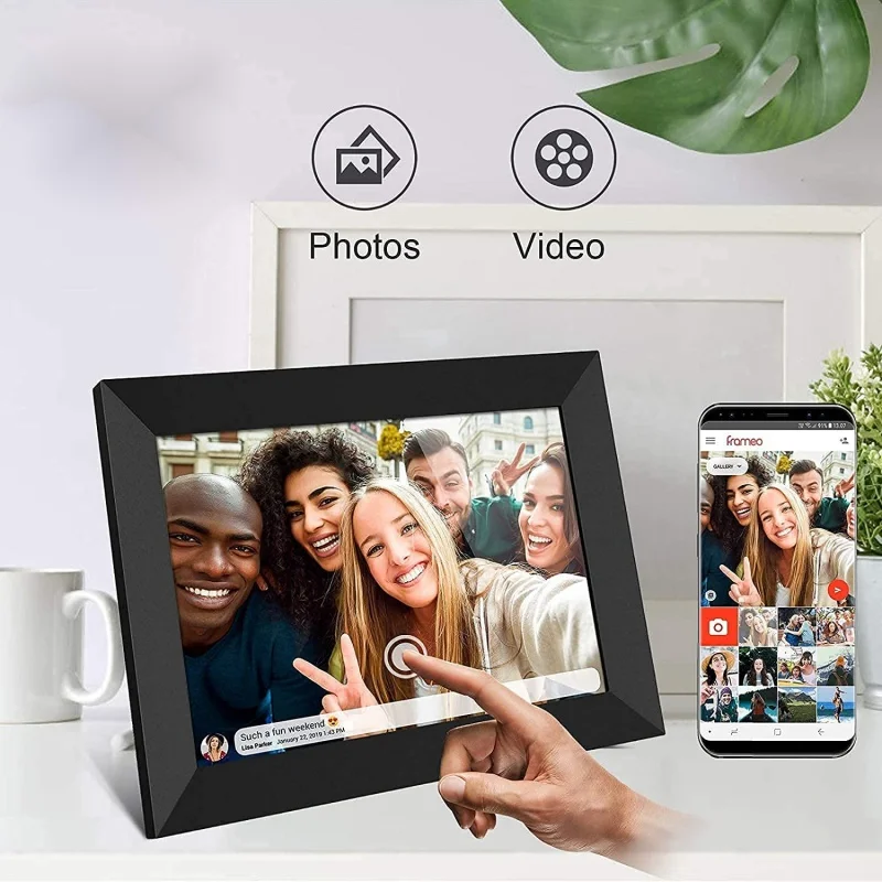 16GB Storage IPS Touch Screen  WiFi Digital Photo Frame Send Photos Via App As Gifts For Family