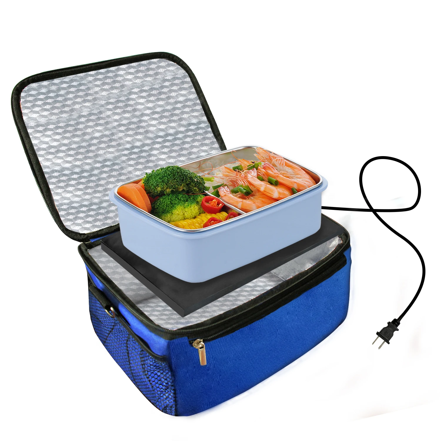 Portable Stainless Steel Food Warmer Waterless Heated Lunch Insulated Lunch Box