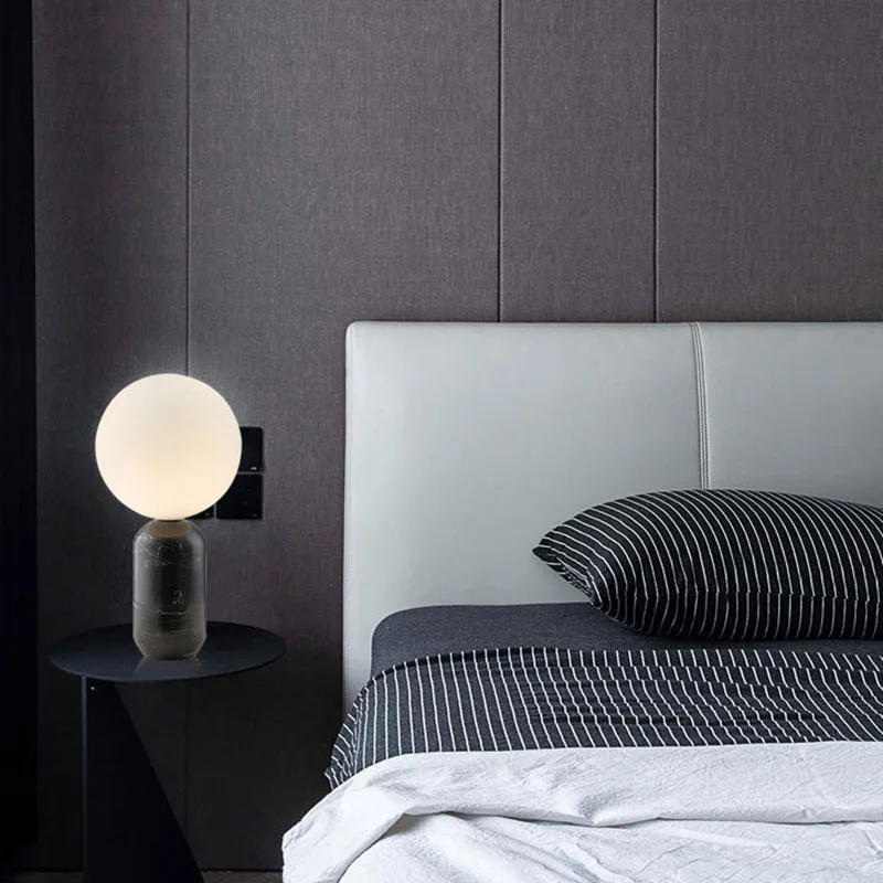 Marble Ball Table Lamp Living Room Bedroom Bedside Decoration LED Table Light