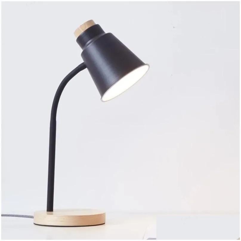 Simple Modern Solid Wood Touch Led Rechargeable Office Desk Lamp