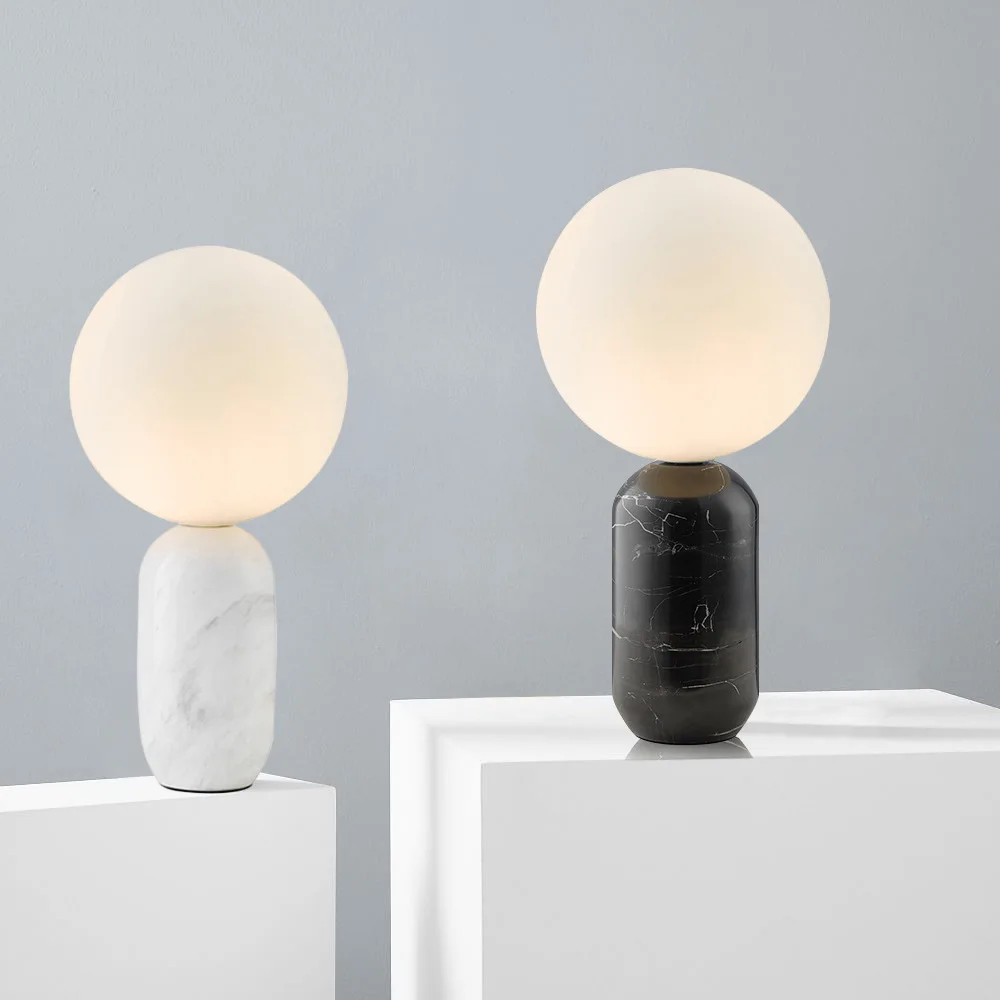 Marble Ball Table Lamp Living Room Bedroom Bedside Decoration LED Table Light