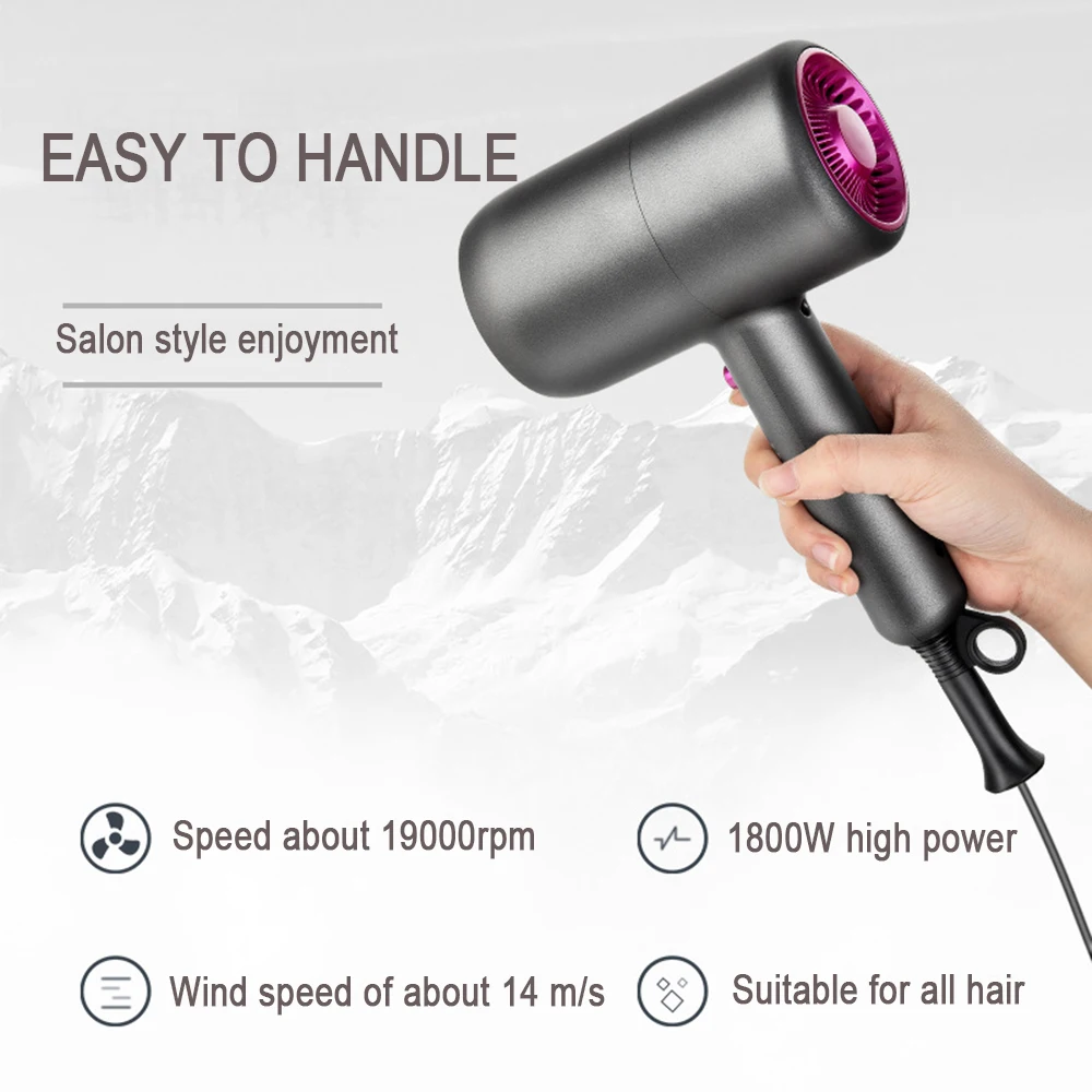 Anion Hair Dryer With Diffuser Quality Dryer 1800w Strong Wind Electric Blowdryer Dryers Hot And Cold Collecting Nozzle