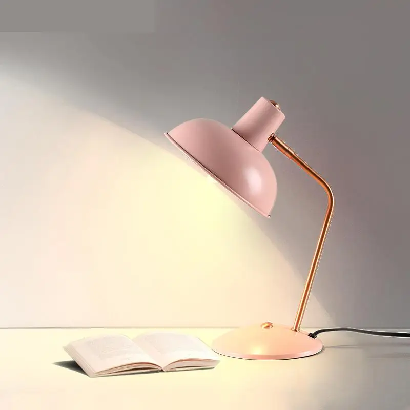 Simple Iron Art LED Four-Color Light Adjustable Study Office Bedroom Table Lamp