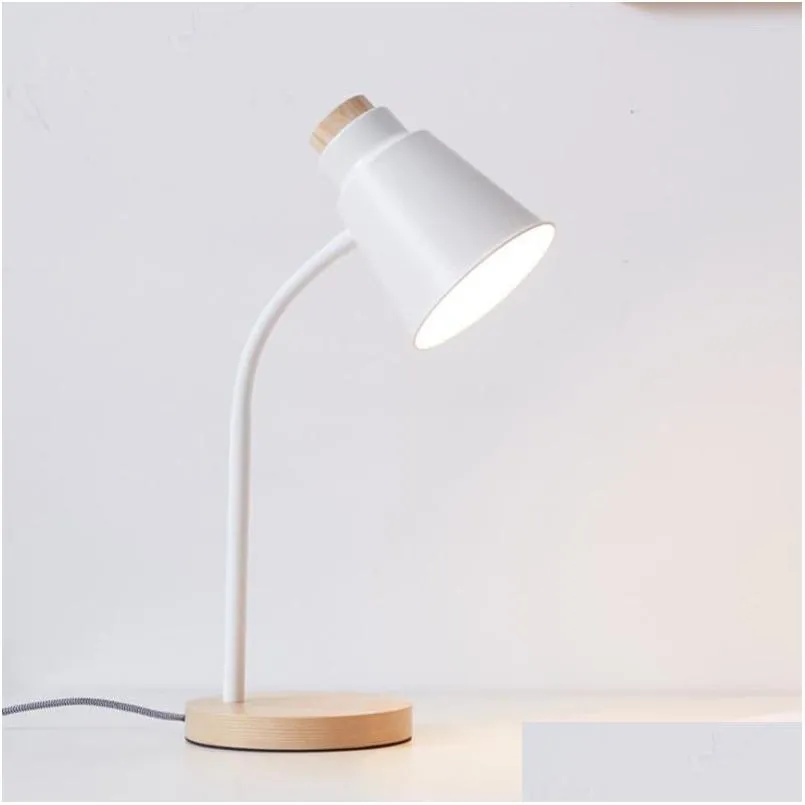 Simple Modern Solid Wood Touch Led Rechargeable Office Desk Lamp