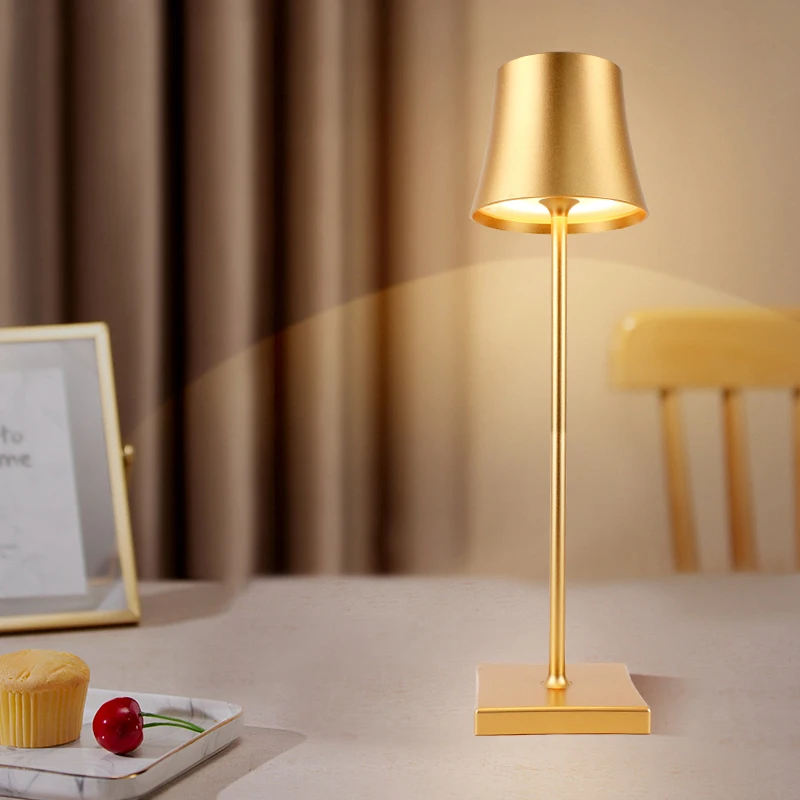 LED Aluminum Alloy Waterproof Rechargeable Desk Lamp Touch Dimming Metal Table Lamps For Living Room Reading Office Light